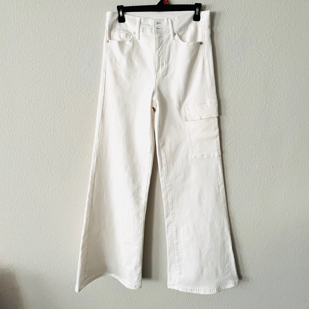 ultra high rise flare denim cargo pant